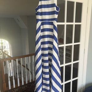 Blaque Label Blue and White Striped Maxi Dress